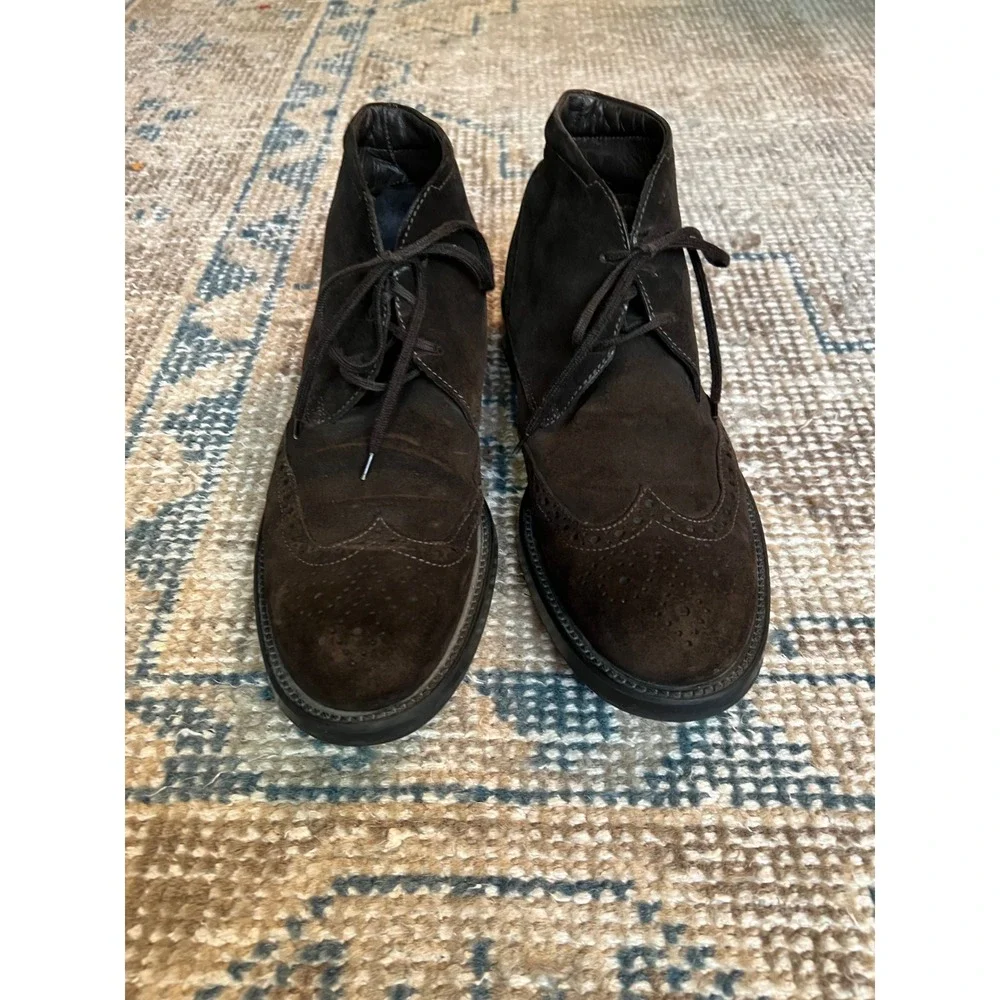 Tods Mens Brown Suede Wingtip Chukka Boots Brogue Ankle Boots Made in Italy